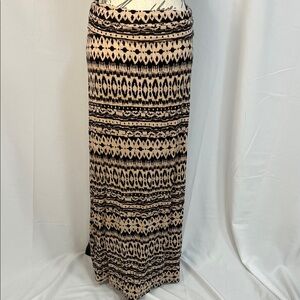 Poetry knit maxi skirt tribal pattern tan black L